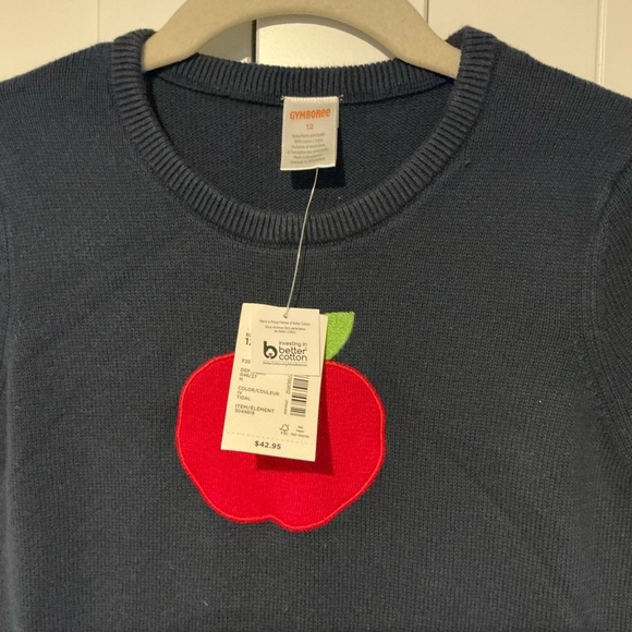 Navy Blue Apple Dress for Kids Gymboree Embroidered Short Sleeve Dress - Picture 2 of 3